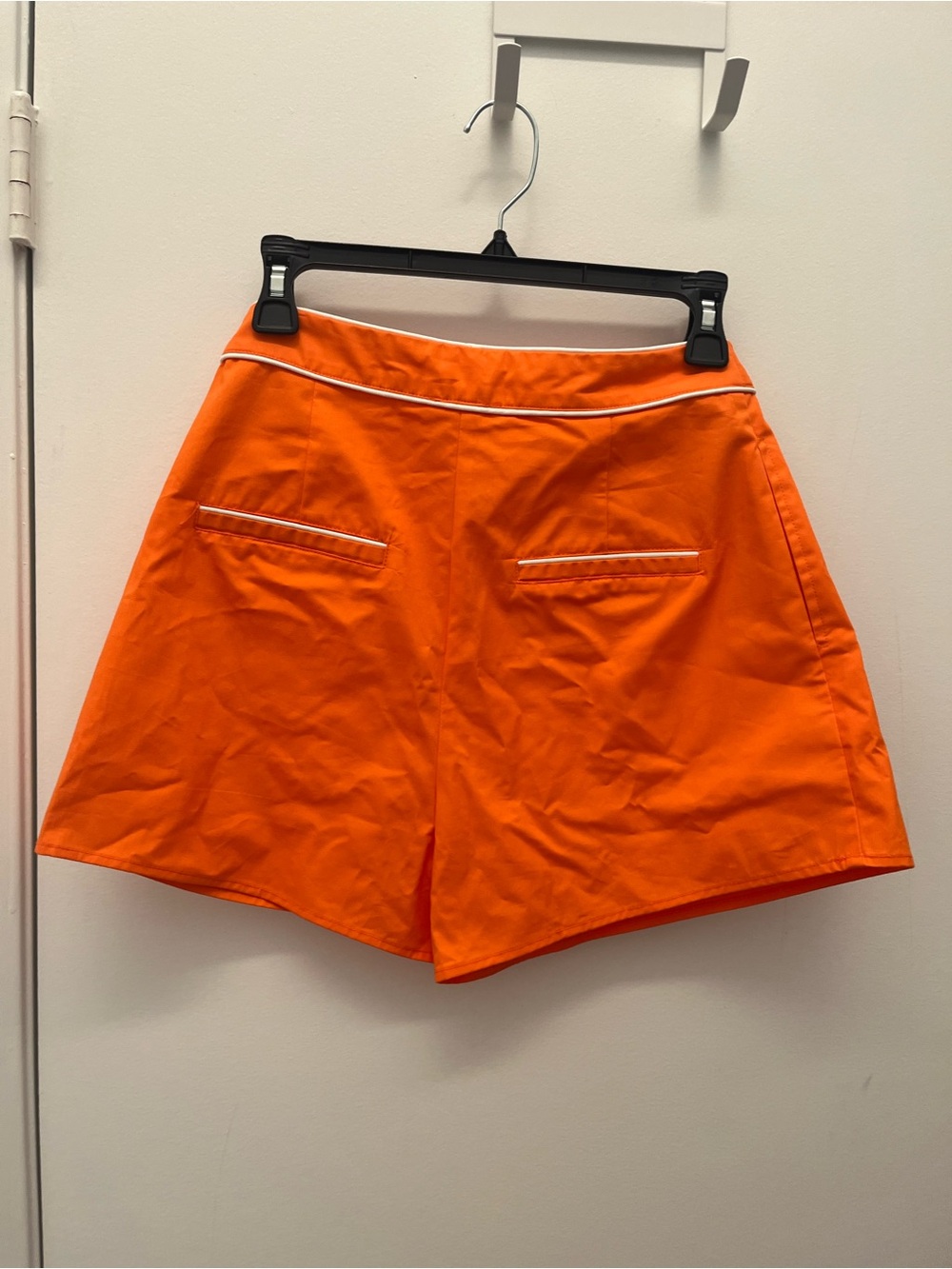 Cropped Orange Button Tank with White Piping and Matching Shorts Set - Picture 4 of 5